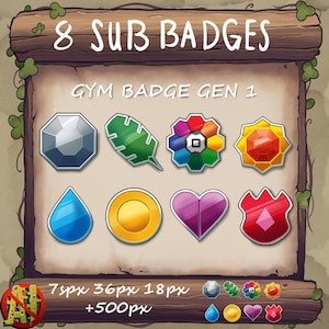 Kanto Twitch Badges - Sub / Bit Badges Indigo League gym badges