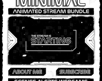 Animated Black & White Stream Overlay Bundle: Minimalist Design (Digital Download)