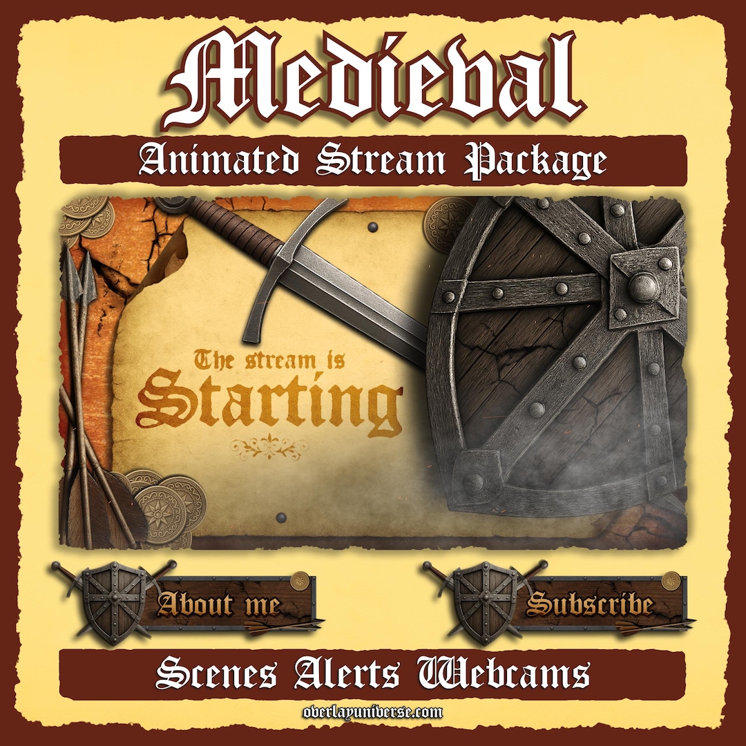 Animated Medieval Stream Overlay Package: Twitch, Youtube, Kick - Etsy