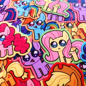 My Little Mane Six Itty-bitty Ponies 1.5 Inch Glossy Vinyl Stickers