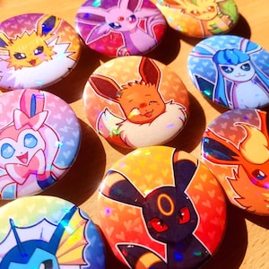 Eeveelution 1.75" Holographic Pin Buttons