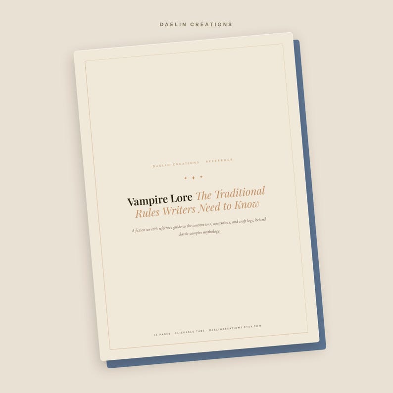 Vampire Lore Reference Guide for Writers — Traditional Rules, Wrong/Right Examples & Craft Notes | Fiction Writing Printable image 4