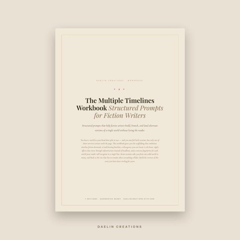 The Multiple Timelines Workbook | Printable Fiction Writing Prompts, Alternate Worlds & Parallel Timeline Worldbuilding Workbook PDF image 2