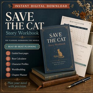 Save the Cat Story-werkboek | Pdf voor romanplanning | Beatsheet met hoofdstukcalculator voor schrijvers