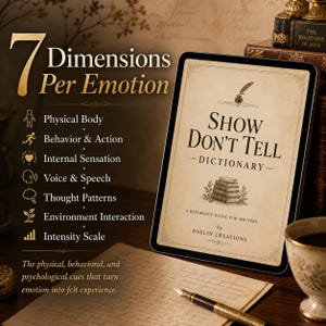 Show Dont Tell Guide for Writers, Emotions Writing Reference, List of Emotions for Fiction, GoodNotes Author Craft Tool image 5