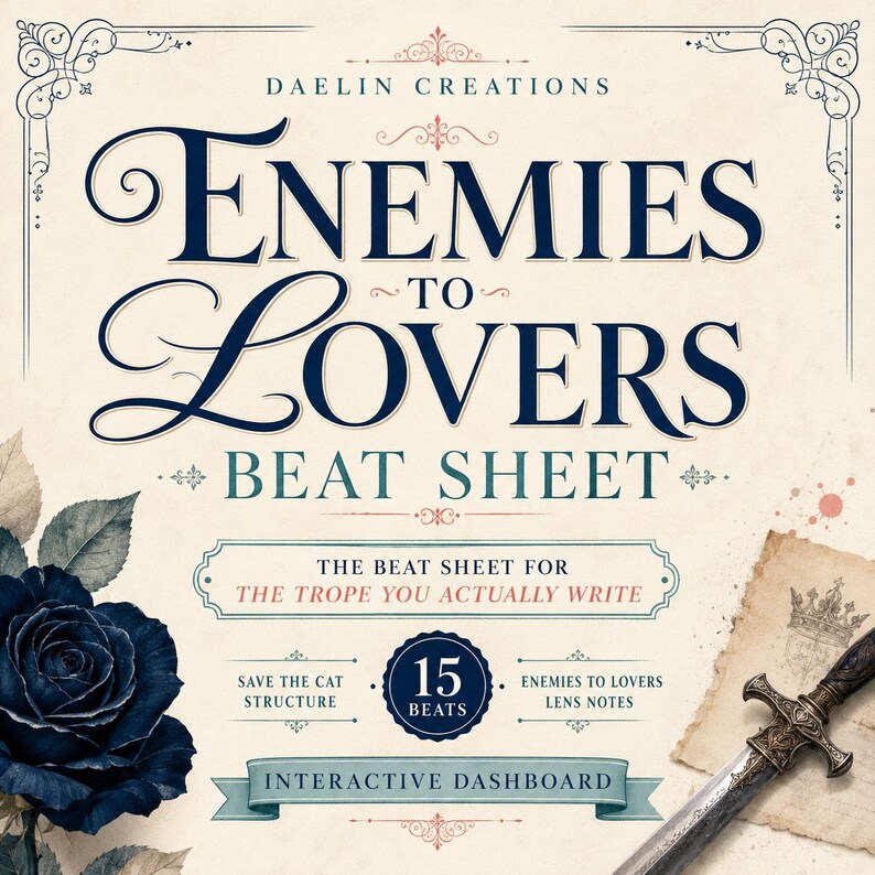 Enemies to Lovers Beat Sheet • Save the Cat Plotting Dashboard (Digital Download) image 2