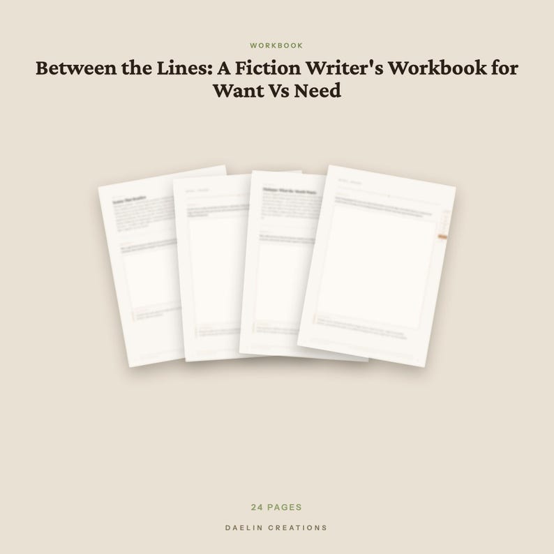 Cuaderno de trabajo para escribir ficción: Deseo vs. Necesidad / Indicaciones imprimibles para motivar a los personajes (para novelistas) / Ejercicios de escritura de historias (PDF) imagen 4