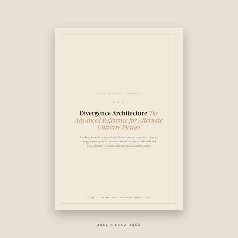 Handleiding voor het schrijven van alternatieve universums, referentie voor het creëren van een alternatieve wereld voor fictieschrijvers, planner voor divergentiepunten, printbare pdf voor romanschrijvers afbeelding 2