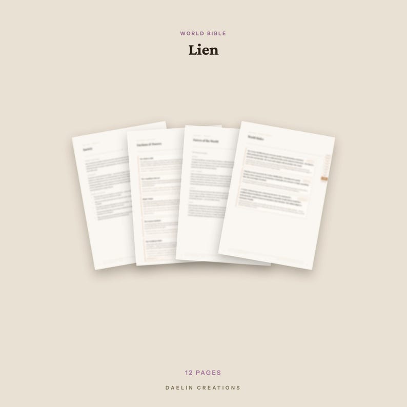 Scifi World Bible — Lien | One-of-One Exclusive · PDF Download | Novel Planner | Goodnotes PDF image 4