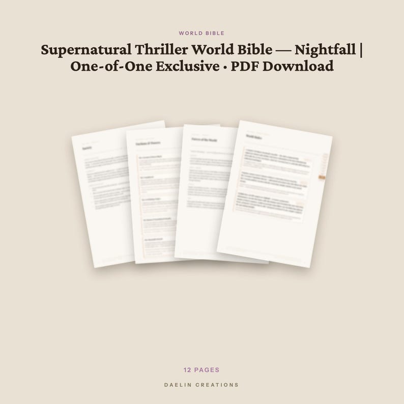 Supernatural Thriller World Bible | Nightfall | One-of-One Exclusive | PDF Download image 4