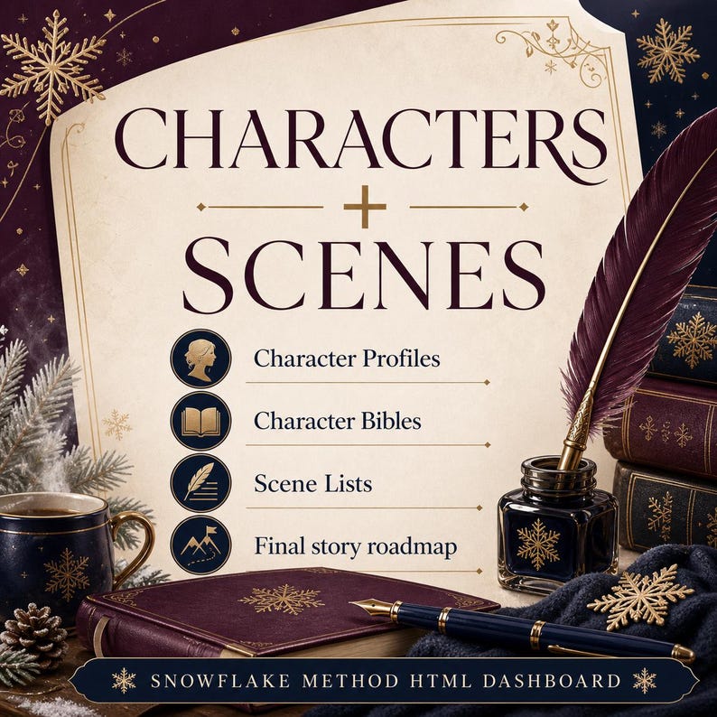 Snowflake-Methode: Roman-Outline-Planer, interaktives HTML-Dashboard, Story-Planungstool Bild 5