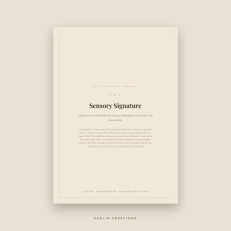 Sensory Signature | Fiction Writing Workbook PDF | Sensory Description Craft Exercises | Goodnotes PDF image 3