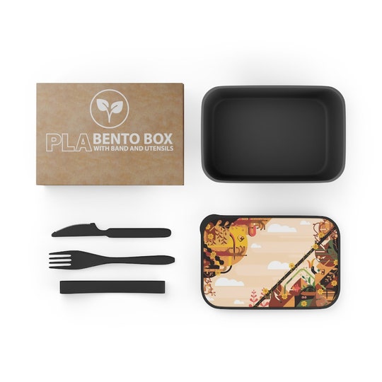 Disover PLA Bento Box with Band and Utensils