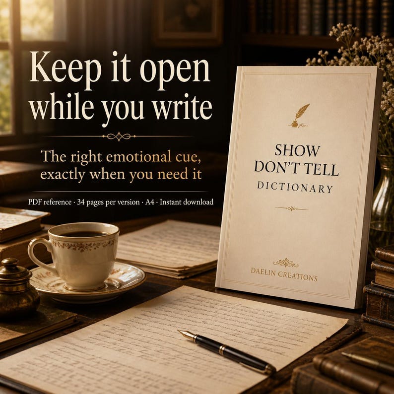 Show Dont Tell Guide for Writers, Emotions Writing Reference, List of Emotions for Fiction, GoodNotes Author Craft Tool image 9