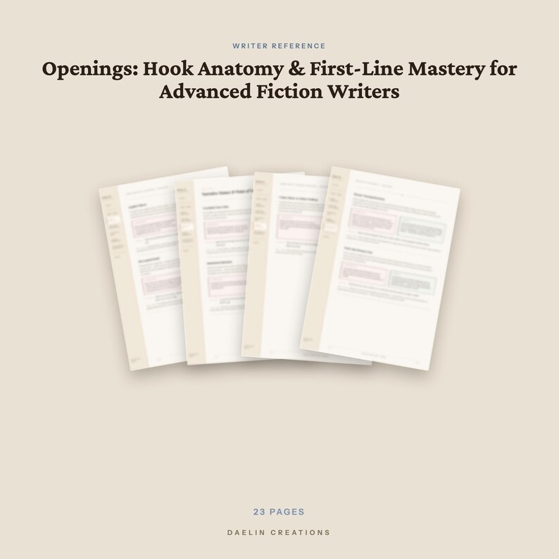 Openings Hook Anatomy First Line Guide — Fiction Writer's Craft Reference — First Chapter Structure — Advanced Writing Prompts image 5