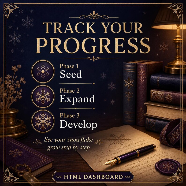 Snowflake-Methode: Roman-Outline-Planer, interaktives HTML-Dashboard, Story-Planungstool Bild 4
