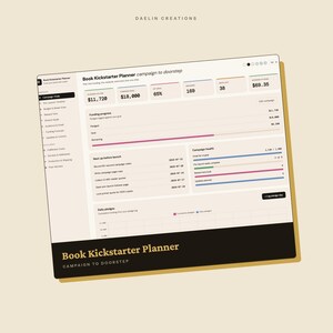 Book Kickstarter Planner — Crowdfunding Campaign Dashboard for Authors, Stretch Goal Ladder, Backer Survey Log & Fulfillment Cost Tracker image 3