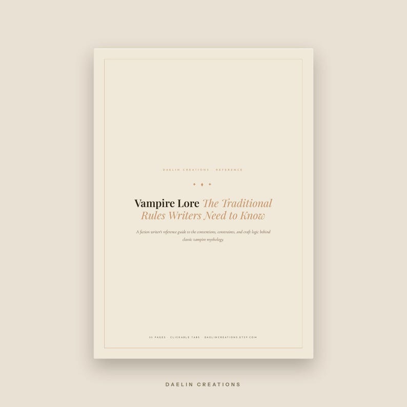 Vampire Lore Reference Guide for Writers — Traditional Rules, Wrong/Right Examples & Craft Notes | Fiction Writing Printable image 3