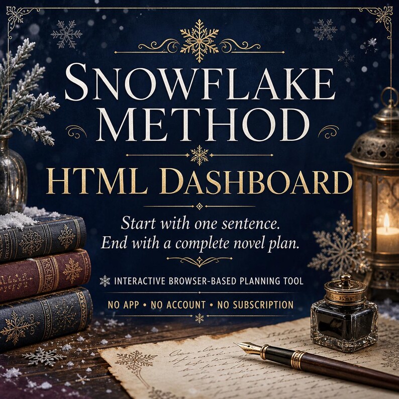 Snowflake-Methode: Roman-Outline-Planer, interaktives HTML-Dashboard, Story-Planungstool Bild 1
