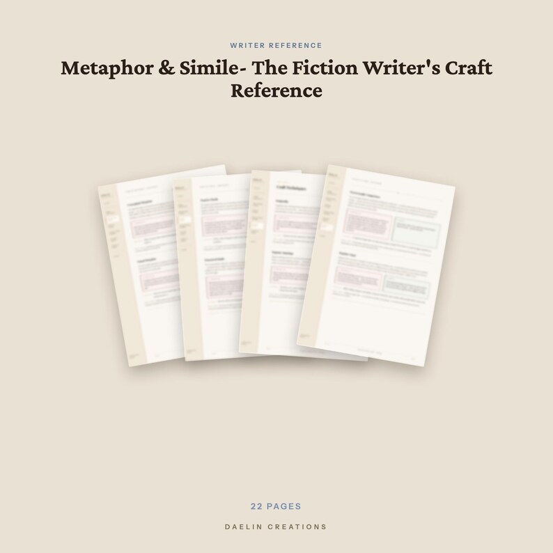 Metaphor Simile Craft Reference | Printable PDF | GoodNotes PDF | Fiction Writer's Guide image 6