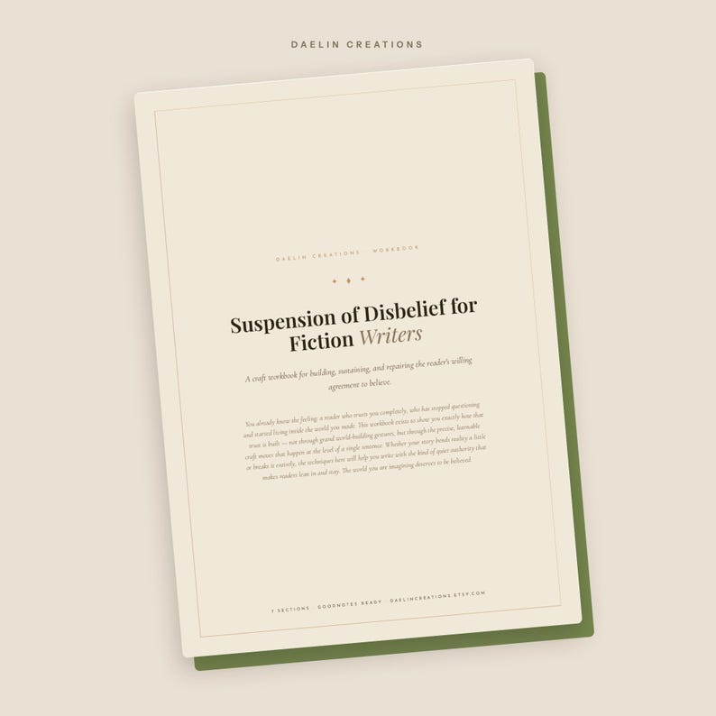 Caderno de Exercícios de Suspensão da Incredulidade | Técnica de Escrita de Ficção em PDF, Exercícios de Escrita Imprimíveis para Romancistas | Download Digital Goodnotes imagem 3
