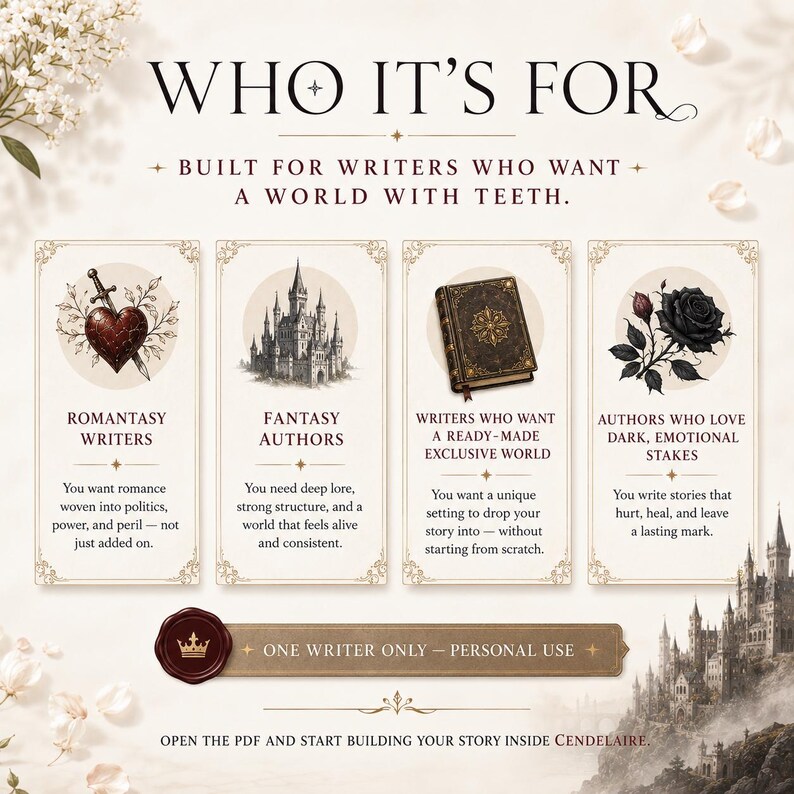 Romantasy World Bible — Cendelaire, Królestwo Opłakanej Nici | Ekskluzywny egzemplarz · Pobierz PDF zdjęcie 10