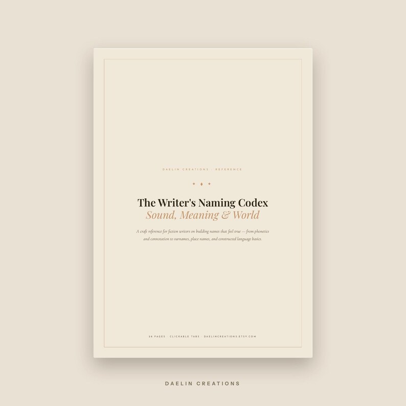 Writer's Naming Codex — Character Names, Place Names & Conlang Basics | Fiction Writing Reference Guide PDF image 3