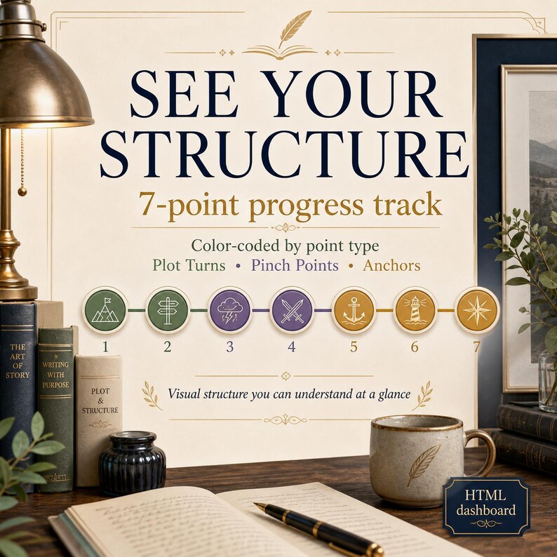 Planificador de estructura narrativa de siete puntos: herramienta de trazado inverso (descarga digital) imagen 3