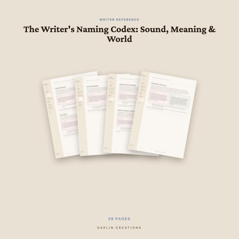 Writer's Naming Codex — Character Names, Place Names & Conlang Basics | Fiction Writing Reference Guide PDF image 5