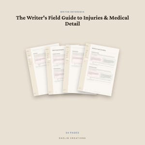 Guide till skador och medicinska detaljer | Referensguide för skönlitteratur | Sårnoggrannhet, traumaskrivning, medicinsk realism | Goodnotes PDF bild 4