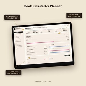 Book Kickstarter Planner — Crowdfunding Campaign Dashboard for Authors, Stretch Goal Ladder, Backer Survey Log & Fulfillment Cost Tracker image 6