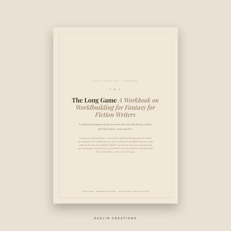 Quaderno di esercizi per la creazione di mondi fantasy / Quaderno di esercizi di scrittura stampabile in PDF / The Long Game / PDF per Goodnotes immagine 2