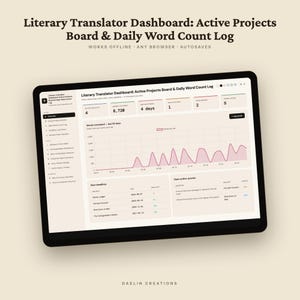 Dashboard für Literaturübersetzer | Übersicht aktiver Projekte & tägliches Wortzählprotokoll mit Glossar Bild 5