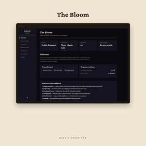 The Bloom Story Structure Planner | Gothic Romance Plot Tracker | Enemies to Lovers | Three-Act Dashboard for Dark Romance Writers image 5