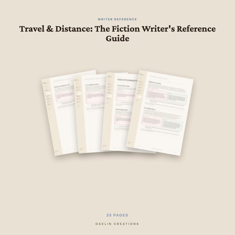 Travel and Distance Writer's Reference Guide — Fiction Craft Printable for World-Building & Scene Pacing image 5