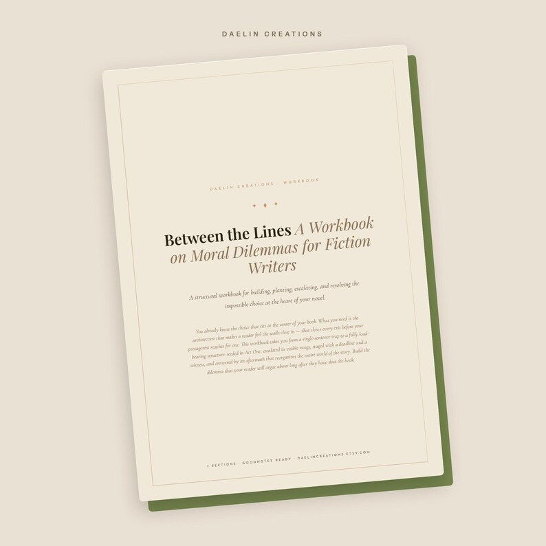 Cuaderno de ejercicios de escritura sobre dilemas morales / Planificador imprimible de la estructura argumental para novelistas / Ideas para la elección de personajes y el conflicto de la historia (PDF) imagen 3