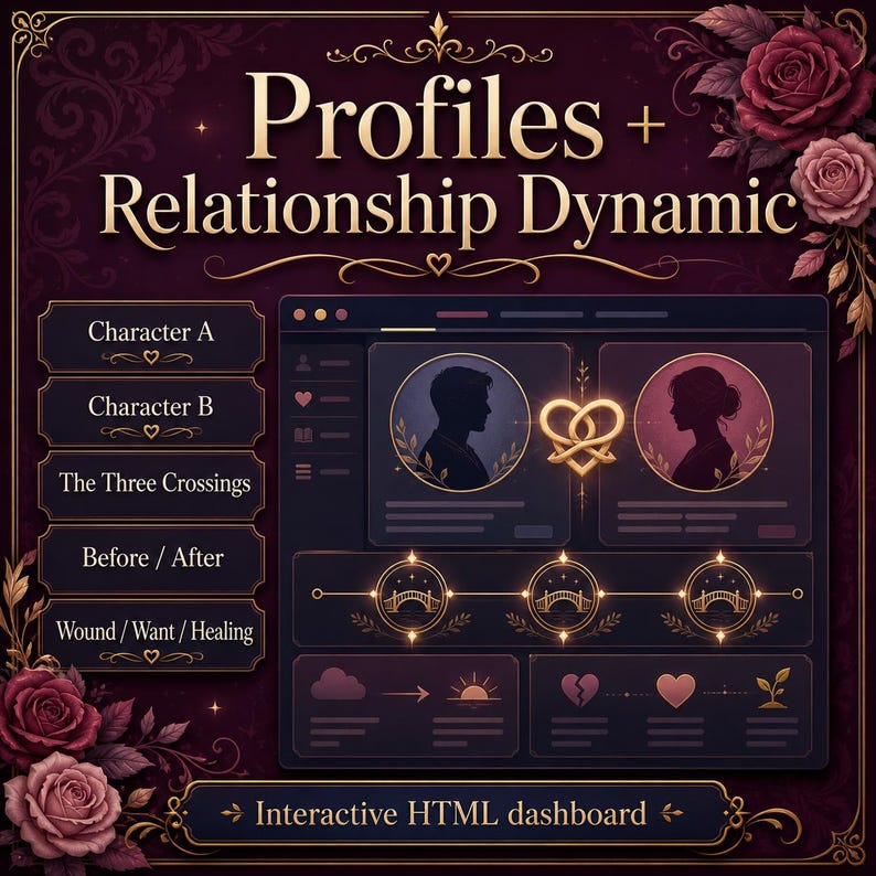 Romance Story Planner — Interactive Dual Plot Tool | W-Plot Method | No App Needed | Digital Download image 6