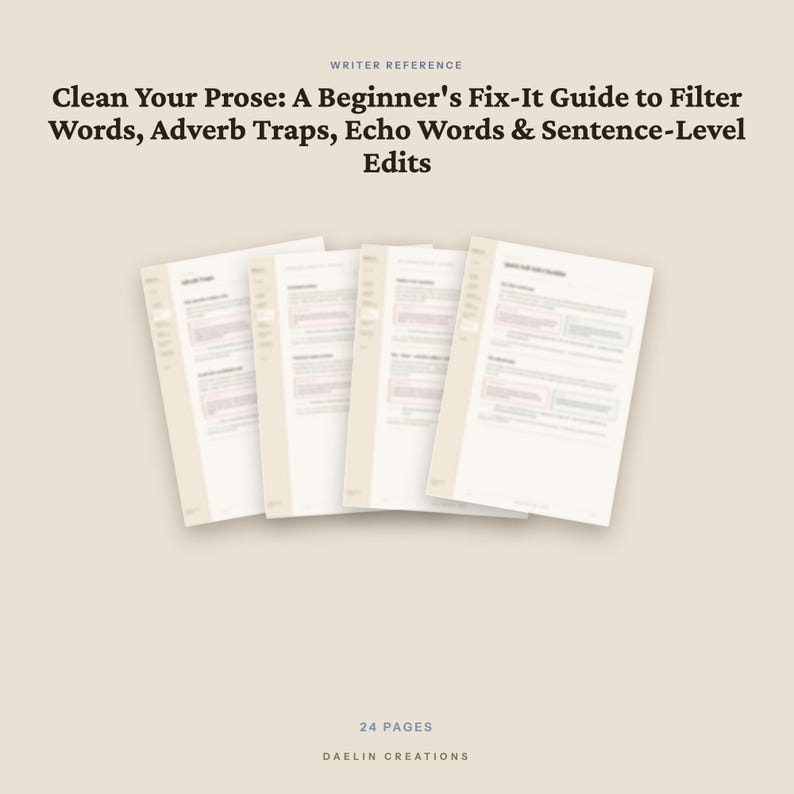 Clean Your Prose Fix-It Guide — Filter Words, Adverb Traps, Echo Words & Sentence Edits for Fiction Writers image 5