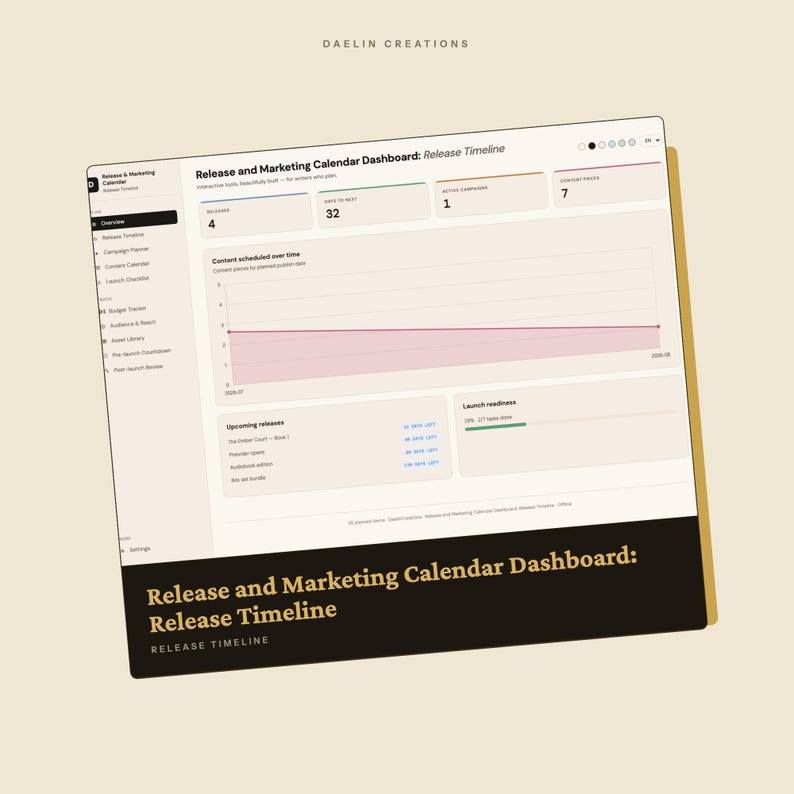 Release and Marketing Calendar Dashboard | Release Timeline, Launch Planner | Budget Tracker | Interactive HTML Tool image 3