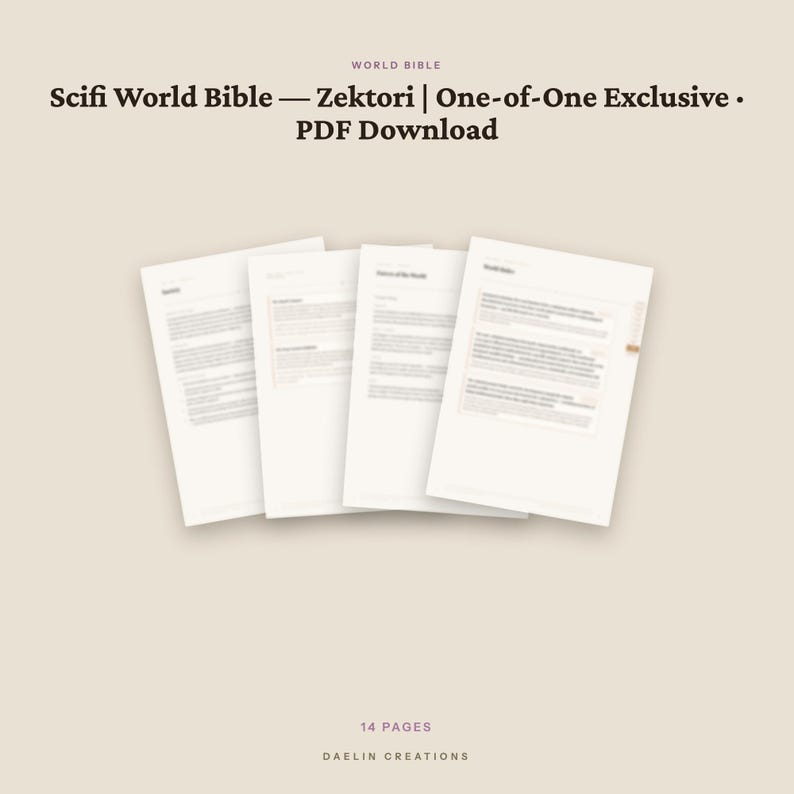 Scifi World Bible | Zektori | One-of-One Exclusive · PDF Download | Goodnotes Digital Download image 4