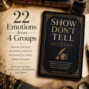 Show Dont Tell Guide for Writers, Emotions Writing Reference, List of Emotions for Fiction, GoodNotes Author Craft Tool image 4