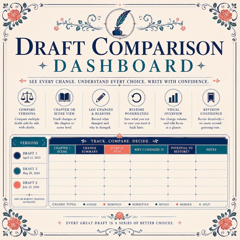 Revision Tracker | Draft Comparison Dashboard | Interactive HTML Tool | Manuscript Version Planner image 2