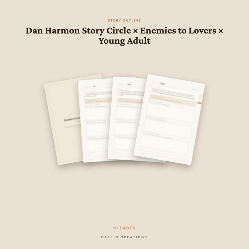 Fiender till älskare Ung vuxen | Dan Harmon Story Circle Beat Sheet | Romanplanerare | GoodNotes PDF bild 4