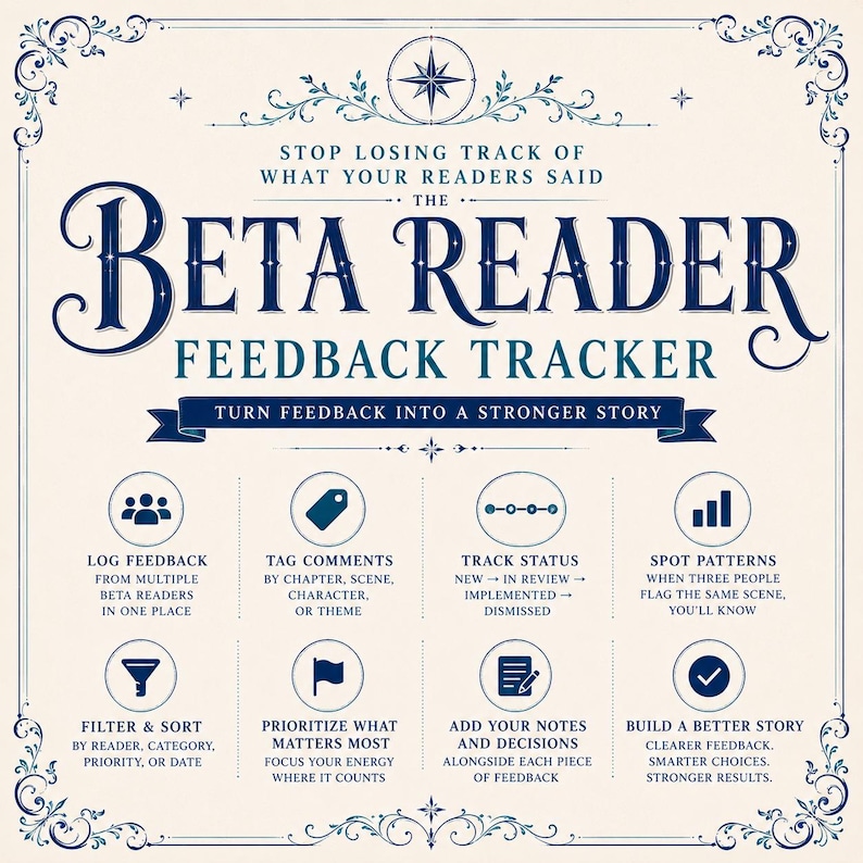 Beta Reader Tracker | Reader Feedback Log Dashboard | Interactive HTML Tool image 2