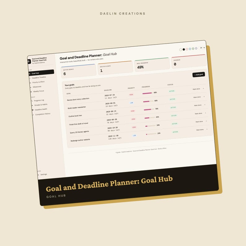 Ziel- und Terminplaner | Zielzentrale | Terminstatus | Erfolgsserien-Tracker | Prioritätenmatrix | HTML-Tool Bild 3