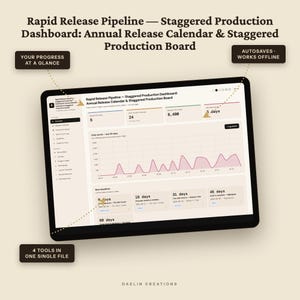 Rapid Release Pipeline | Staggered Production Dashboard | Annual Release Calendar & Staggered Production Board | HTML Book Launch Tracker image 6