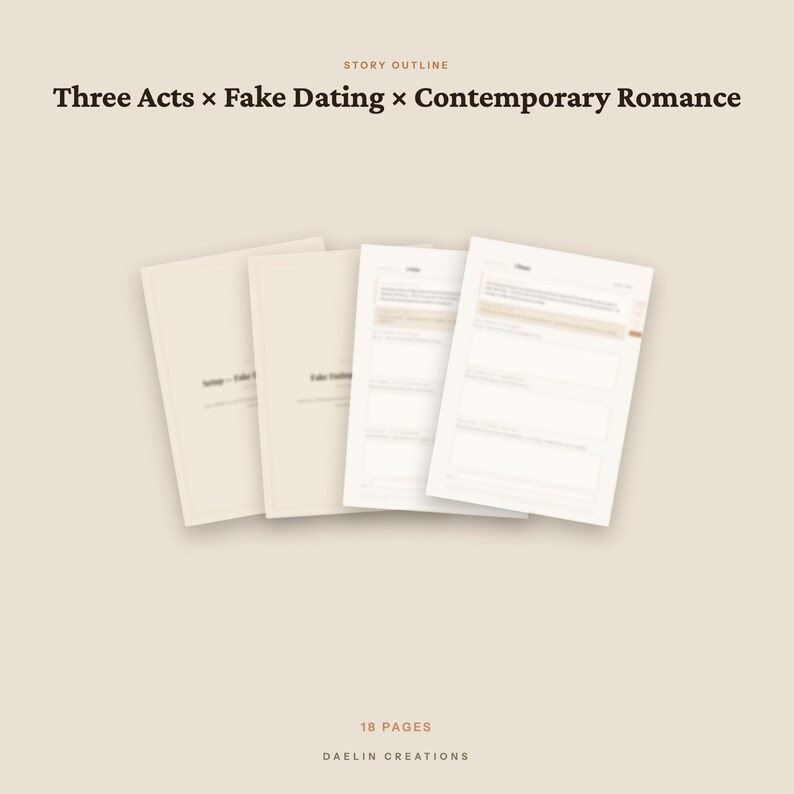 Namoro Falso - Romance Contemporâneo | Estrutura de Três Atos | Planejador de Romance | PDF para GoodNotes imagem 4