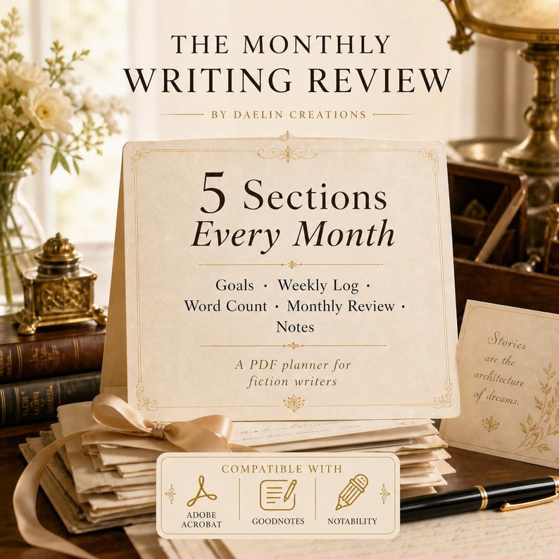 Schrijfplanner voor auteurs, 12 maanden woordentellingtracker, dagboek voor roman schrijven, doelen en gewoontes, GoodNotes-pdf-schrijverplanner afbeelding 8