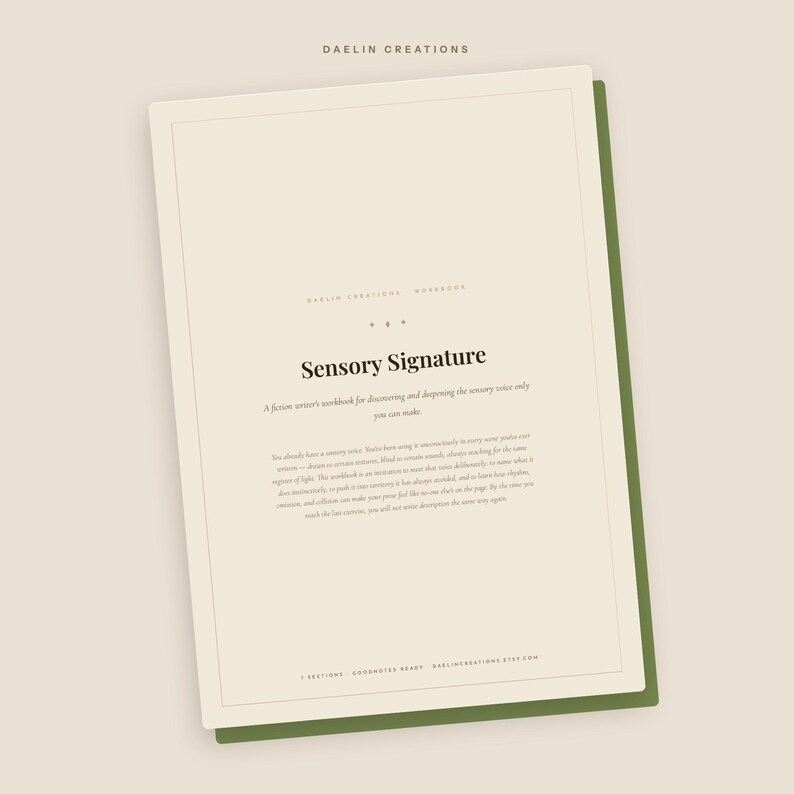 Sensory Signature | Fiction Writing Workbook PDF | Sensory Description Craft Exercises | Goodnotes PDF image 4