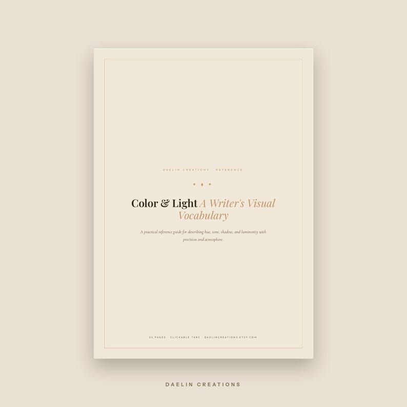 Vocabulary Guide | Color & Light | Visual Description Reference | | Novel Planner | Romance Reference Guide | Goodnotes PDF image 2